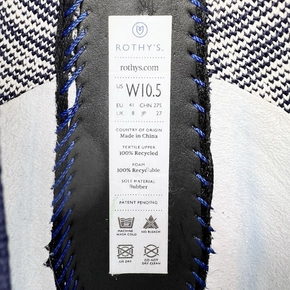 Rothy’s The Almond Loafer Zebra Print Navy Blue & White Size 10.5 EUC - Picture 9 of 12